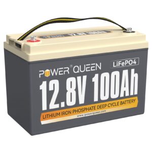 power queen 12v 100ah lifepo4 battery group 31 lithium deep cycles battery, built-in 100a bms, up to 15000 deep cycles, perfect for rv, marine, off-grid solar power system