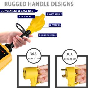 Aspligo-RV Surge Protector 30 Amp Nema TT-30P Male TT-30R Female, RV Smart Circuit Analyzer，RV Power Voltage Protector, Surge Protection Adapter