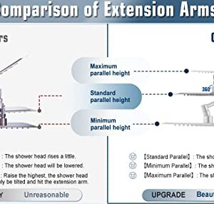 10" Rainfall Shower Head with Handheld Combo High Pressure, Upgrade 12" Extension Arm Height Adjustable, Powerful Stainless Steel Shower Head Brass Shower Holder Extra Long Shower Hose, Brushed Nickel