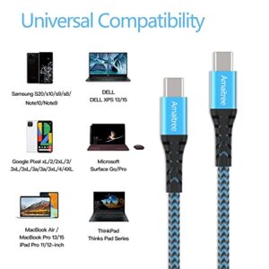 Amaitree USB C to USB C Cable, 3Pack(3/6/6Ft) 60W Nylon Braided Fast Charge USB C Cable, Compatible iPhone 15/15 Pro/15 Plus/15Pro Max, Samsung Galaxy S23, iPad Pro 2021, iPad Air 4, MacBook Pro 2020