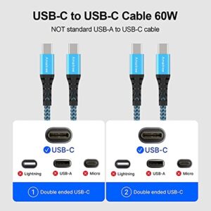 Amaitree USB C to USB C Cable, 3Pack(3/6/6Ft) 60W Nylon Braided Fast Charge USB C Cable, Compatible iPhone 15/15 Pro/15 Plus/15Pro Max, Samsung Galaxy S23, iPad Pro 2021, iPad Air 4, MacBook Pro 2020