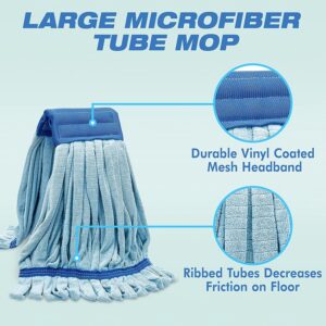 2 Pack - Large Microfiber Tube Mop 400GSM - Heavy Duty Industrial Wet Mop Head Refill,Commercial, Thick Fiber, Replacement Heads, Extra Absorbent