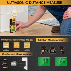 PREXISO 5-in-1 Stud Finder with Laser Level Marking & Ultrasound Distance Measure | Wood, AC Wire Detector - Wall Scanner Beam Finders