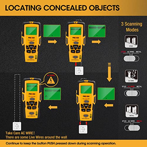 PREXISO 5-in-1 Stud Finder with Laser Level Marking & Ultrasound Distance Measure | Wood, AC Wire Detector - Wall Scanner Beam Finders