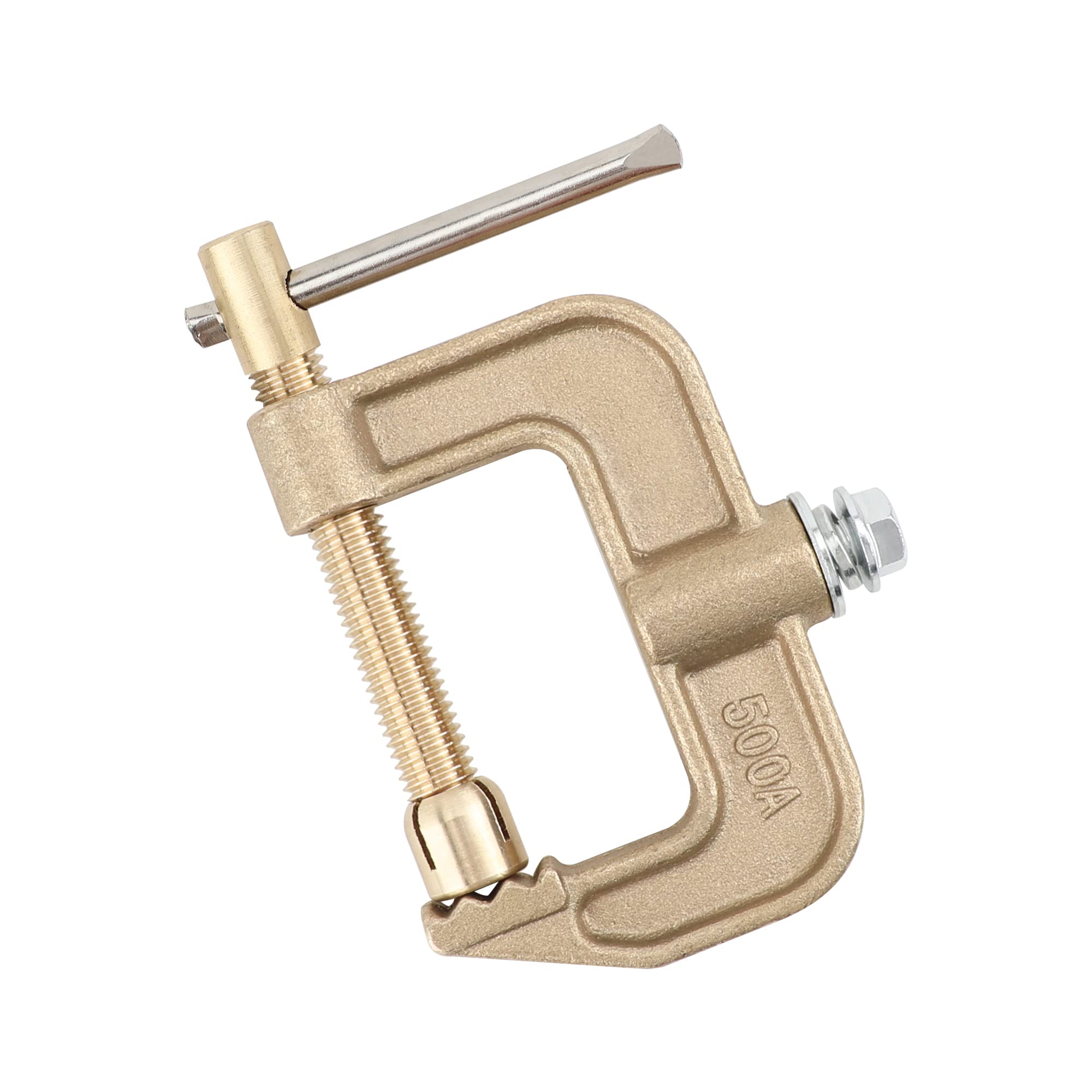 hynade Welding Ground Clamp 500A G Shape Brass Ground Earth Clamp for Tig Mig MMA Welder, Clamping Range up to 43mm