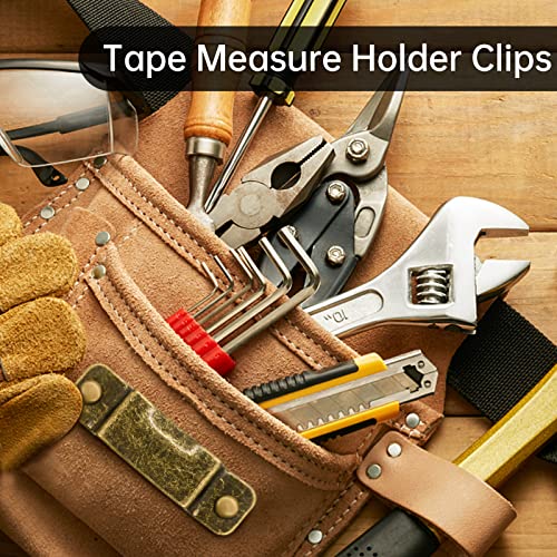 Metal Tape Measure Holder Clip, 6 Packs Small Measuring Tape Belt Holder Clip with Rivets for Tool Holster, Leather Pocket Tool, Bronze