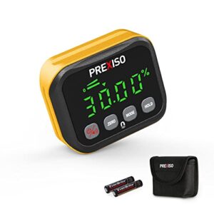 prexiso angle gauge magnetic, angle finder - digital level electronic, protractor angle cube inclinometer for woodworking, table saw, construction, masonry, machinery, 0-360° bright backlit display