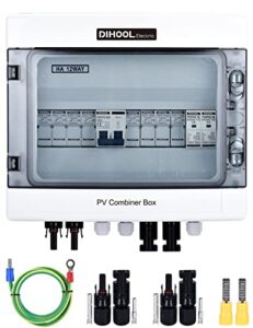 dihool 4 string pv solar combiner box for solar panels 10 amp fuse uv-proof ip65 waterproof box dc500v