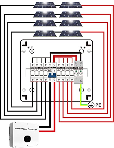 DIHOOL 4 String PV Solar Combiner Box for Solar Panels 10 Amp Fuse UV-Proof IP65 Waterproof Box DC500V