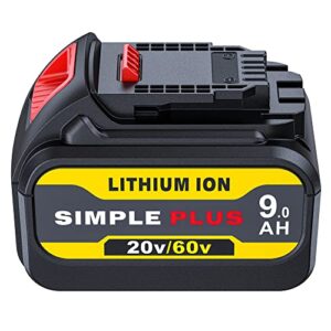 replace for dewalt dcb606 dcb609 20v/60v max 9.0ah battery compatible with dewalt 20v/60v power tools, replace for dewalt 20v/60v battery dcb612 compatible with dewalt 20-60v battery chargers