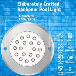 Pool Lights,Ultra Slim Pool Lights for Inground Pools Waterproof,9 Watts Pool Light,316 Rank Stainless Steel Pool Light,Led Pool Light,Color Changing Pool Light(6.5Ft Cord,Controller Not Included)