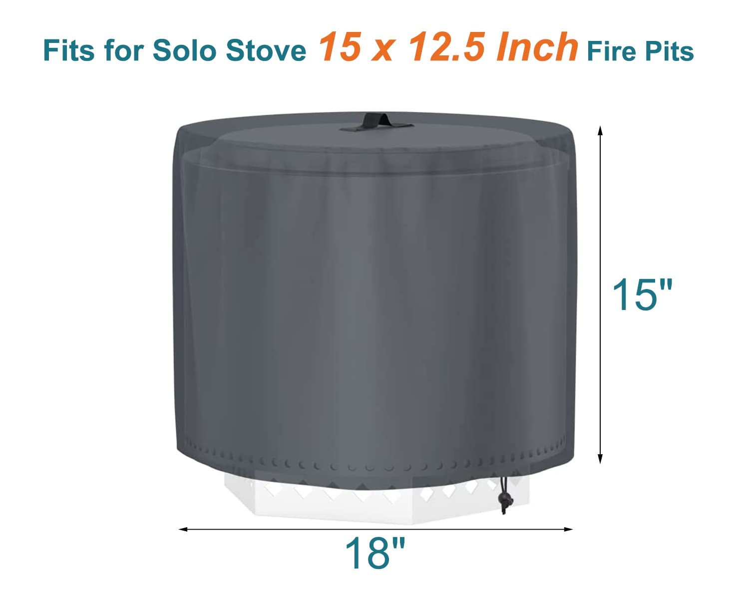 Fire Pit Cover for Solo Stove Bonfire 15" Fire Pit, 600D Heavy Duty Polyester Weatherpoof Cover for Solo Stove Yukon Professional Firepit Bonfire Shelter