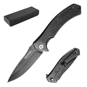 fxfsteel folding knives aus-8 blade with stainless steel handle multi tool tactical knife for outdoor, survival, hunting and camping edc pocket folding knife with clip