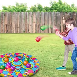 Gamie Floating Ring Toss Game for Kids, Outdoor Carnival Game Set with Inflatable Pool, Floating Rings, and Colored Plastic Balls, Outdoor Games for Family and Backyard Parties