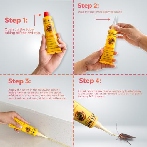 Cuckol Bait Ready to use, Kills All Cockroaches Including The German one, odorless, Safe use for People and Pets, Natural attractants Placed in Kitchen and Furniture, Long time Without Cockroaches