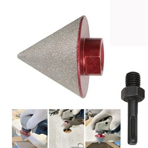 brazed diamond chamfer grinding bit, 1-7/8in diamond beveling chamfer bits diamond countersink grinding for trimming enlarging reaming granite marble tiles slate hole with 5/8”-11 threads rod