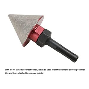 Brazed Diamond Chamfer Grinding Bit, 1-7/8In Diamond Beveling Chamfer Bits Diamond Countersink Grinding for Trimming Enlarging Reaming Granite Marble Tiles Slate Hole with 5/8”-11 Threads Rod