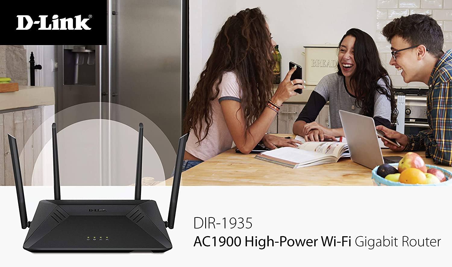 D-Link AC1900 High-Power MU-MIMO Wi-Fi Router - Dual Band Gigabit Gaming Wireless High Speed DIR-1935 (Renewed)