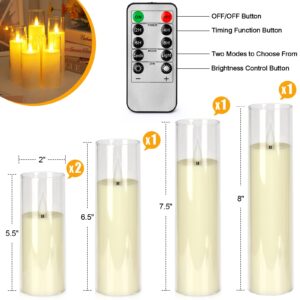 DALANG Flameless Candles,Battery Operated LED Candles Ideal for Halloween, Christmas,Home Decor,Home Party Wedding Indoor Outdoor,White2.2X5“5”6“7”8“H