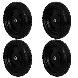 13” flat-free tires for cart,solid polyurethane wheels for hand truck garden cart trolleys,with 5/8” axle 2.16” offset hub 3.15” tire width 600 lbs capacity, 4 pack