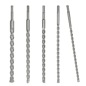 concrete sds plus rotary hammer drill bit sets, 5pcs 13in tungsten steel alloy masonry double flute drill bits hole opening tool for brick, cement, 3/8x13in, 1/2x13in, 5/8x13in, 7/10x13in, 7/8x13in