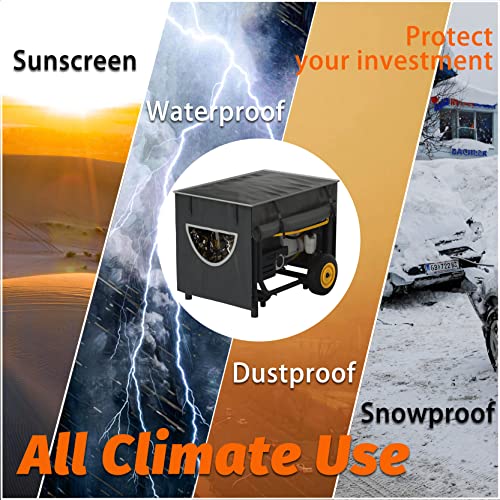 GEHENG Runtime Generator Cover, 100% Waterproof Generator Cover, Double Layer Design, All Weather Use, Extra Heavy Duty 600D Water Resistant Polyester Tarp, 32"x24"x24", Tear-resistant, black.