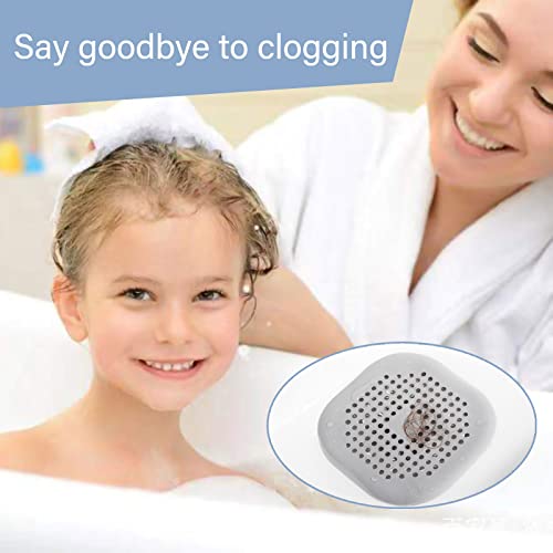 2 Pack Drain Hair Catcher-Durable Silicone Shower Drain Cover Hair Catcher,Hair Catcher with Suction Cups,Can Be Used in Kitchen,Shower,Tub,Washing Machine (Grey+Black)