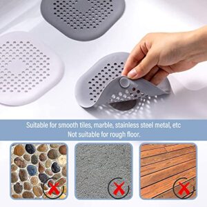 2 Pack Drain Hair Catcher-Durable Silicone Shower Drain Cover Hair Catcher,Hair Catcher with Suction Cups,Can Be Used in Kitchen,Shower,Tub,Washing Machine (Grey+Black)