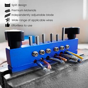 MakGrand Portable Split Wire Stripper Machine for Stripping Scrap Copper Wire From 6 AWG to 18 AWG, Wire Stripper Tool Equipped with Six Three-edged Carbide Blades, Wire Cable Recycling (Blue)