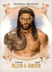 2021 topps heritage wwe allen and ginter #ag-18 roman reigns wrestling trading card