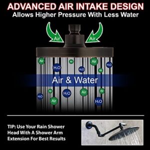 Aqua Elegante High Pressure Rain Shower Head - 6 Inch Luxury Rainfall Showerhead - Great Flow And Best Overhead With Adjustable Extension Arm, 2.5 GPM - Oil-Rubbed Bronze