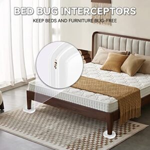 Bed Bug Interceptors | Bed Bug Interceptor Traps | Insect Trap, Monitor, and Detector for Bed Legs (White - 8 Pcs)