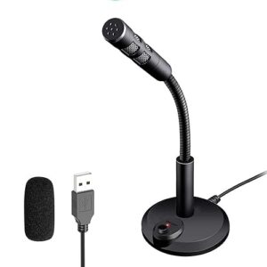 usb computer microphone,plug and play desktop pc laptop microphone with mute button and led indicator for streaming,podcasting,recording,gaming,skype,youtube mic for mac or window black.