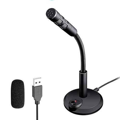 USB Computer Microphone,Plug and Play Desktop PC Laptop Microphone with Mute Button and LED Indicator for Streaming,Podcasting,Recording,Gaming,Skype,YouTube Mic for Mac or Window Black.