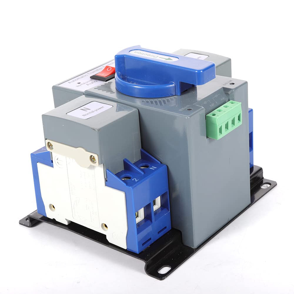 110V Dual Power Automatic Transfer Switch 2P 63A Dual Power Generator Changeover Switch 50HZ/60HZ Blue