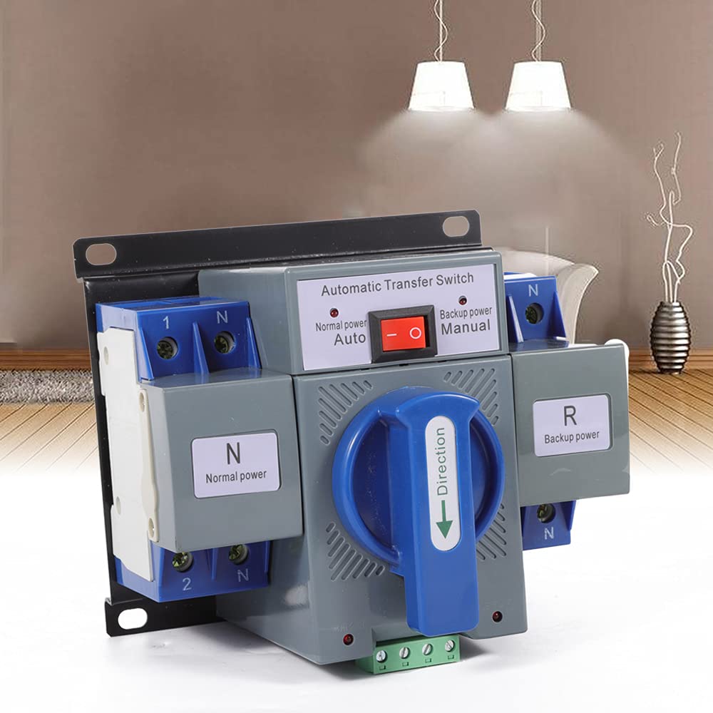 110V Dual Power Automatic Transfer Switch 2P 63A Dual Power Generator Changeover Switch 50HZ/60HZ Blue