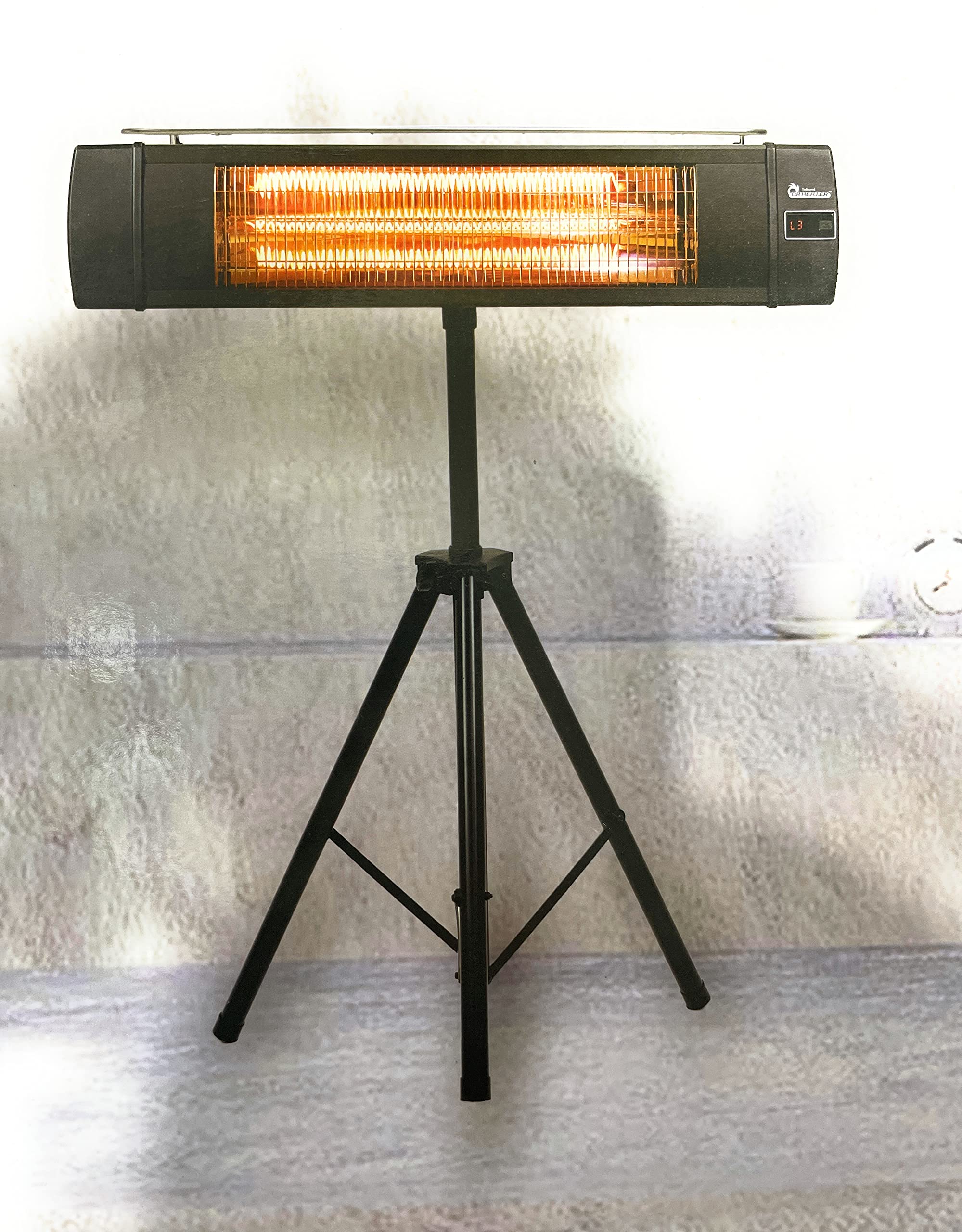 Dr. Infrared Heater DR-368, Indoor/Outdoor 1500W Carbon Infrared Patio Heater with Tripod and Remote Control, Black