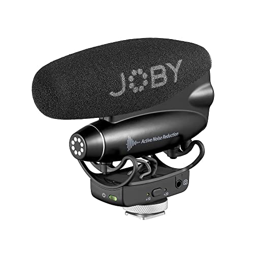 JOBY Wavo PRO Professional On-Camera Directional Shotgun Microphone with Built-in Active Noise Reduction and Rycote Shock Mount, CSC, Mirrorless, Camcorder, Vlogging, Filmmaking, Youtuber, Creators