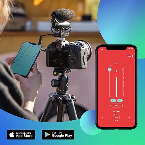 JOBY Wavo PRO Professional On-Camera Directional Shotgun Microphone with Built-in Active Noise Reduction and Rycote Shock Mount, CSC, Mirrorless, Camcorder, Vlogging, Filmmaking, Youtuber, Creators