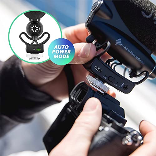 JOBY Wavo PRO Professional On-Camera Directional Shotgun Microphone with Built-in Active Noise Reduction and Rycote Shock Mount, CSC, Mirrorless, Camcorder, Vlogging, Filmmaking, Youtuber, Creators