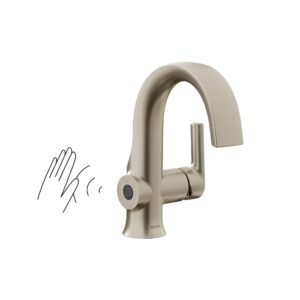 doux s6910ewbn motionsense wave touchless single handle bathroom sink faucet, brushed nickel