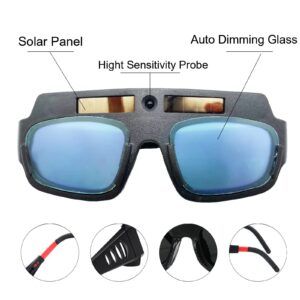 Melgweldr Welding Glasses Auto Darkening,Solar Welding Goggles Welder Safety Eye Protection Anti-Flog Anti-glare PC Goggles with 10-PACK Welding Glasses Protective Lens