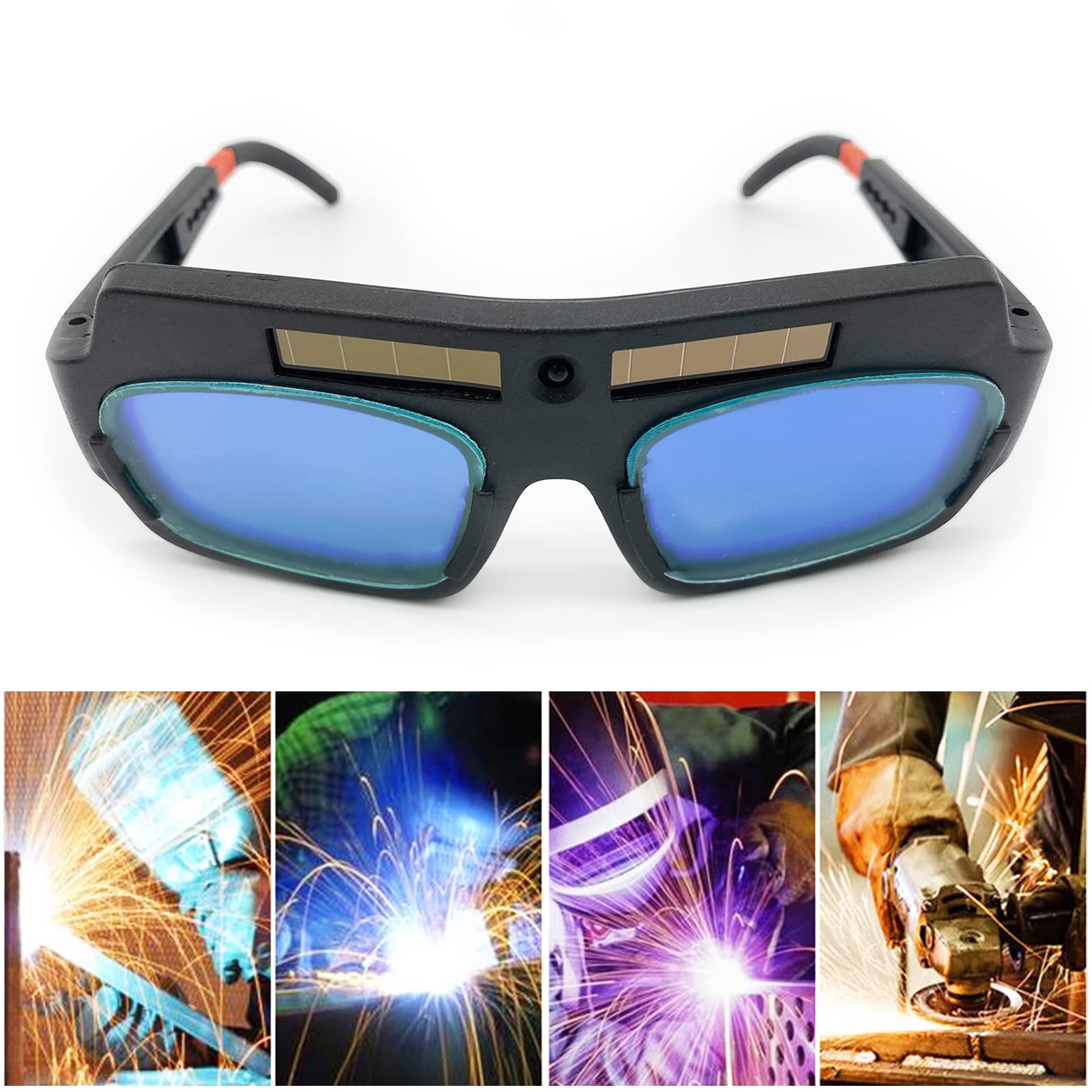 Melgweldr Welding Glasses Auto Darkening,Solar Welding Goggles Welder Safety Eye Protection Anti-Flog Anti-glare PC Goggles with 10-PACK Welding Glasses Protective Lens