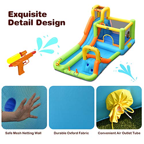 BOUNTECH Inflatable Water Slide, 8 in 1 Mega Waterslide Park Bounce House for Outdoor Fun w/Long Slide, Giant Splash Pool, Water Slides Inflatables for Kids and Adults Backyard Party Gifts