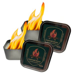 2 pack campfire spices portable campfire bonfire | mini fire pit | portable fire pit| easy to light - easy to extinguish | eco-friendly | 3-5 hour burn time | made in california usa