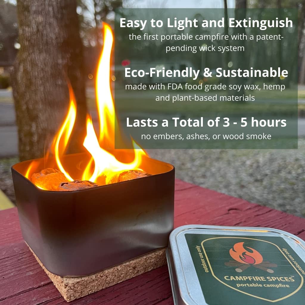 2 Pack Campfire Spices Portable Campfire Bonfire | Mini Fire Pit | Portable Fire Pit| Easy to Light - Easy to Extinguish | Eco-Friendly | 3-5 Hour Burn Time | Made in California USA