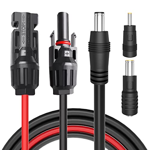 Goupchn Solar Panel Connector to DC 5.5mmx2.1mm Adapter Extension Cable 16 AWG 4.59ft/1.4m with DC 8mm, DC 4mmx1.7mm Adapter for Portable Power Station, Solar Generators