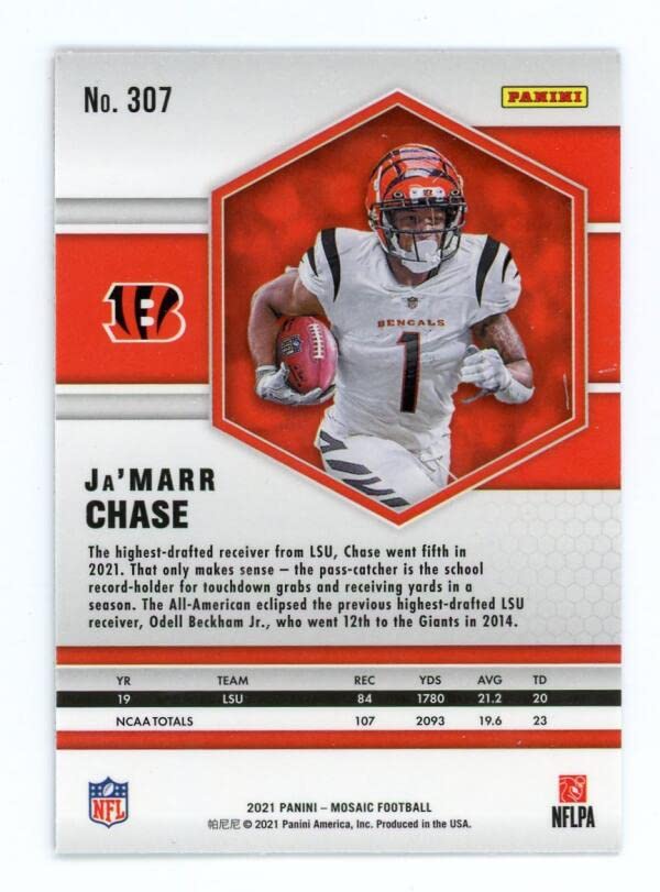 2021 Panini Mosaic #307 Ja'Marr Chase NM-MT RC Cincinnati Bengals Football