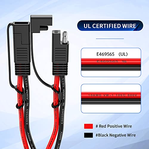 ELECTOP 10AWG SAE Y Splitter Cable SAE Quick Disconnect Connector, 1 to 2 SAE to SAE Extension Cable 2-Way Wire Splitter, SAE DC Power Automotive Adapter Cable SAE Plug for Solar Panel Battery Charger