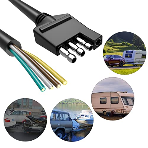 Goupchn 4-Way Trailer Wiring Harness 18AWG 6.56ft 4-Pin Trailer Connector to 4 Flat Trailer Wire Extension Cable